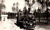 Lokomotiva na trati krtce po zprovoznn drhy v roce 1955.